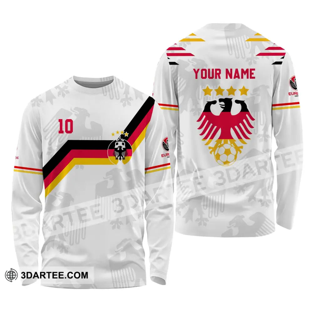 Unisex Shirt - Custom Name And Number Germany Euro 2024 White Color Long Sleeve / S T-Shirt