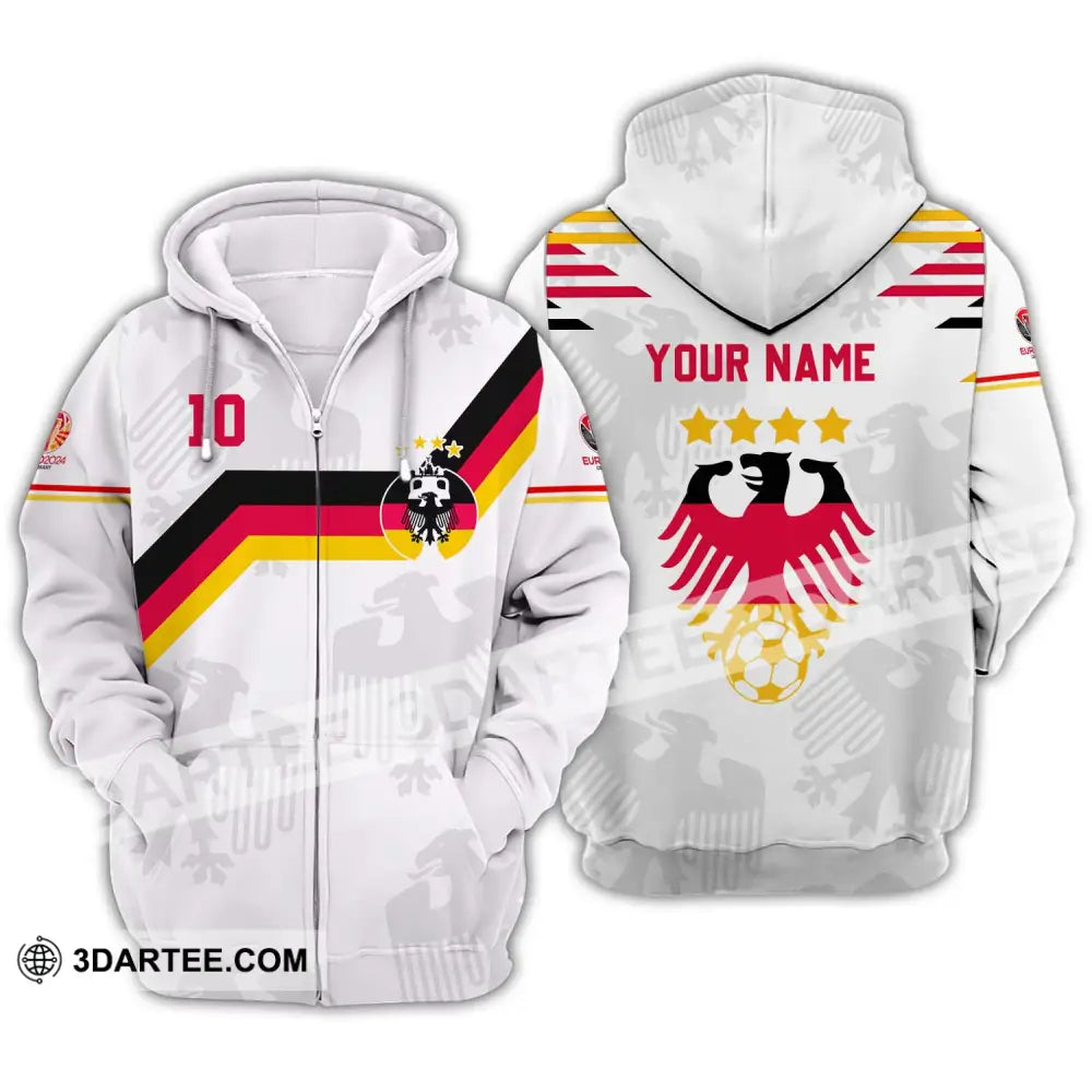 Unisex Shirt - Custom Name And Number Germany Euro 2024 White Color Zipper Hoodie / S T-Shirt