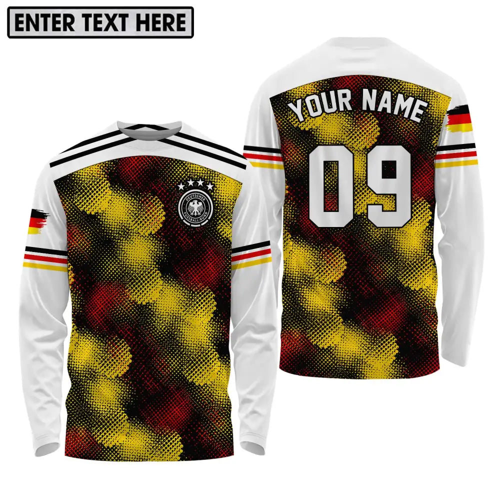 Unisex Shirt - Custom Name And Number Germany Flag Color Long Sleeve / S T-Shirt