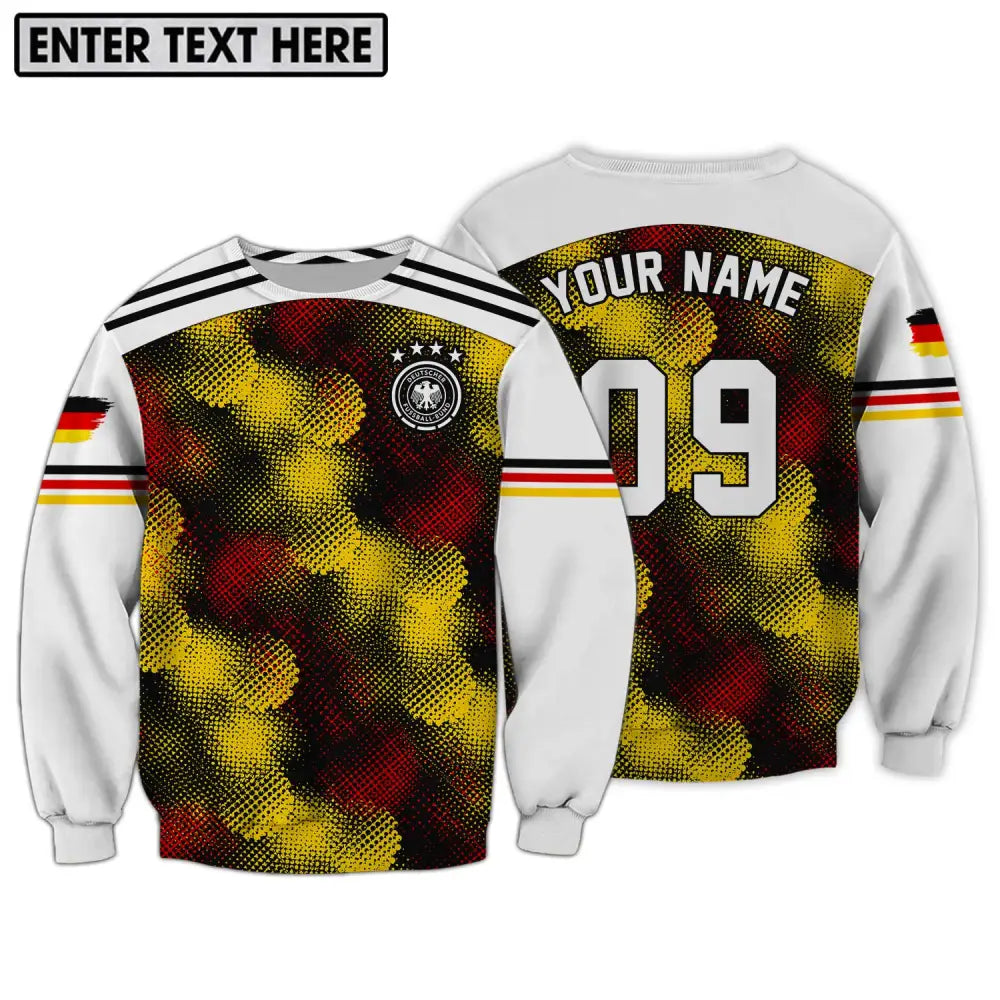 Unisex Shirt - Custom Name And Number Germany Flag Color Long Sleeve / S T-Shirt