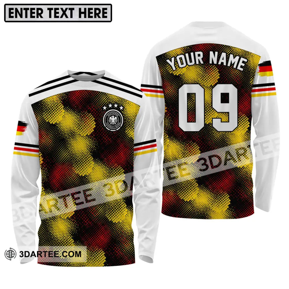 Unisex Shirt - Custom Name And Number Germany Flag Color Long Sleeve / S T-Shirt