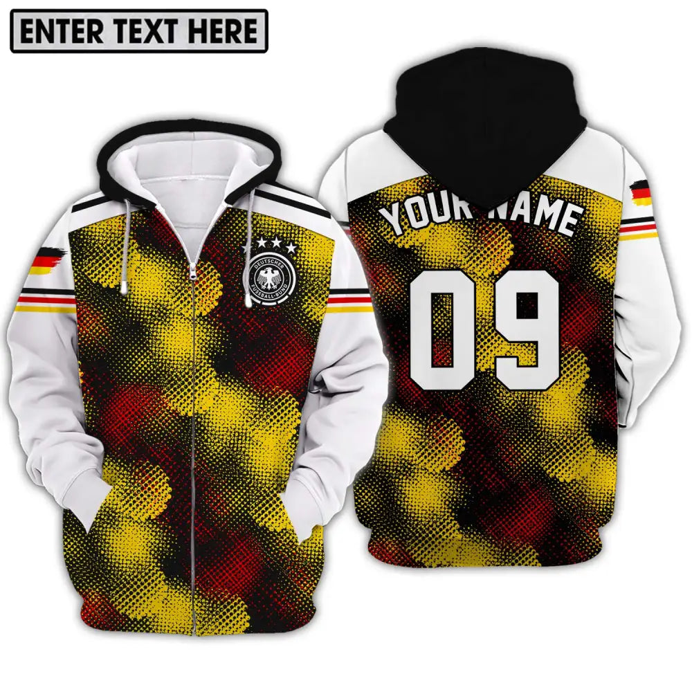 Unisex Shirt - Custom Name And Number Germany Flag Color Zipper Hoodie / S T-Shirt