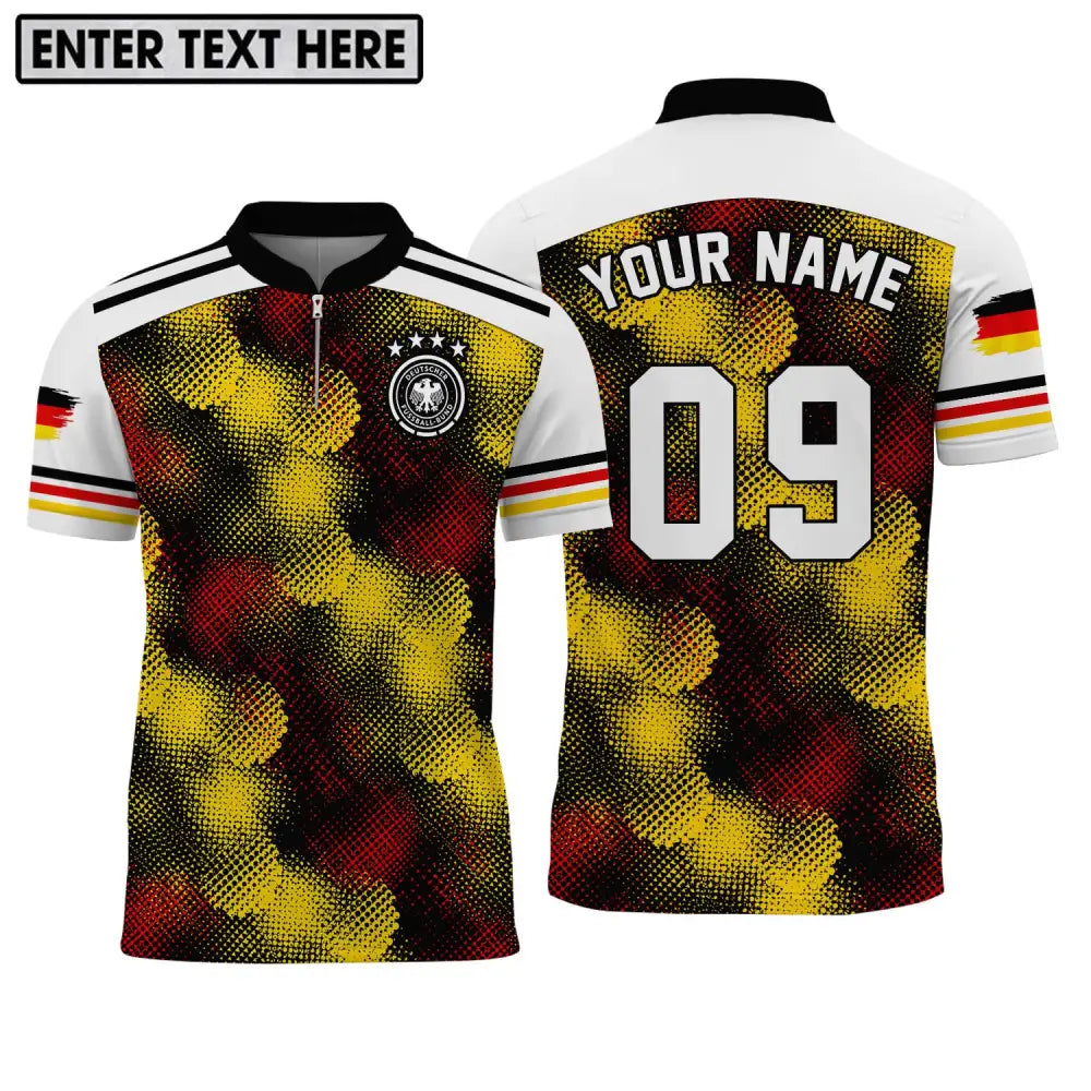 Unisex Shirt - Custom Name And Number Germany Flag Color Zipper Polo / S T-Shirt