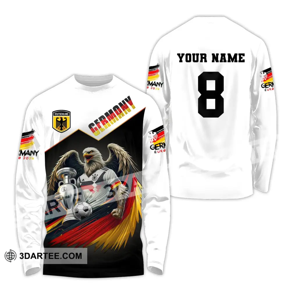 Unisex Shirt Custom Name And Number Germany Football Euro 2024 Long Sleeve Polo / S T-Shirt