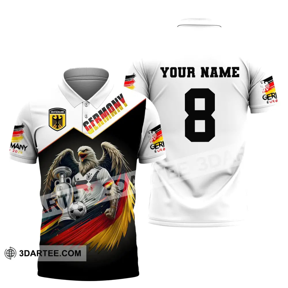 Unisex Shirt Custom Name And Number Germany Football Euro 2024 Long Sleeve Polo / S T-Shirt