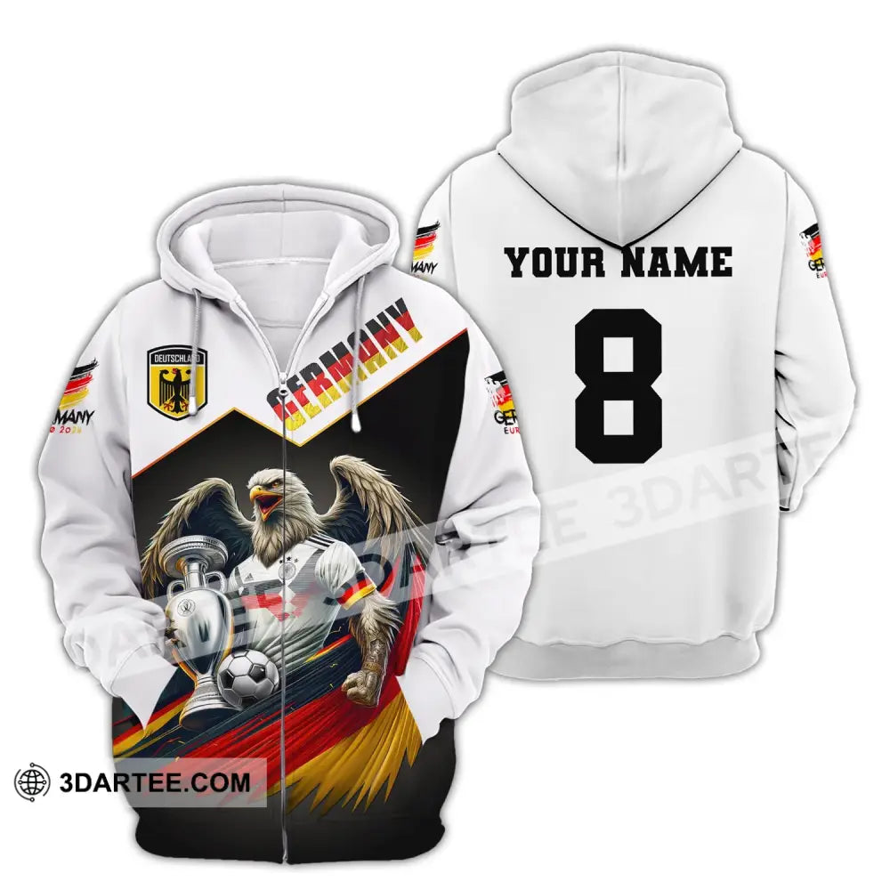 Unisex Shirt Custom Name And Number Germany Football Euro 2024 Long Sleeve Polo Zipper Hoodie / S