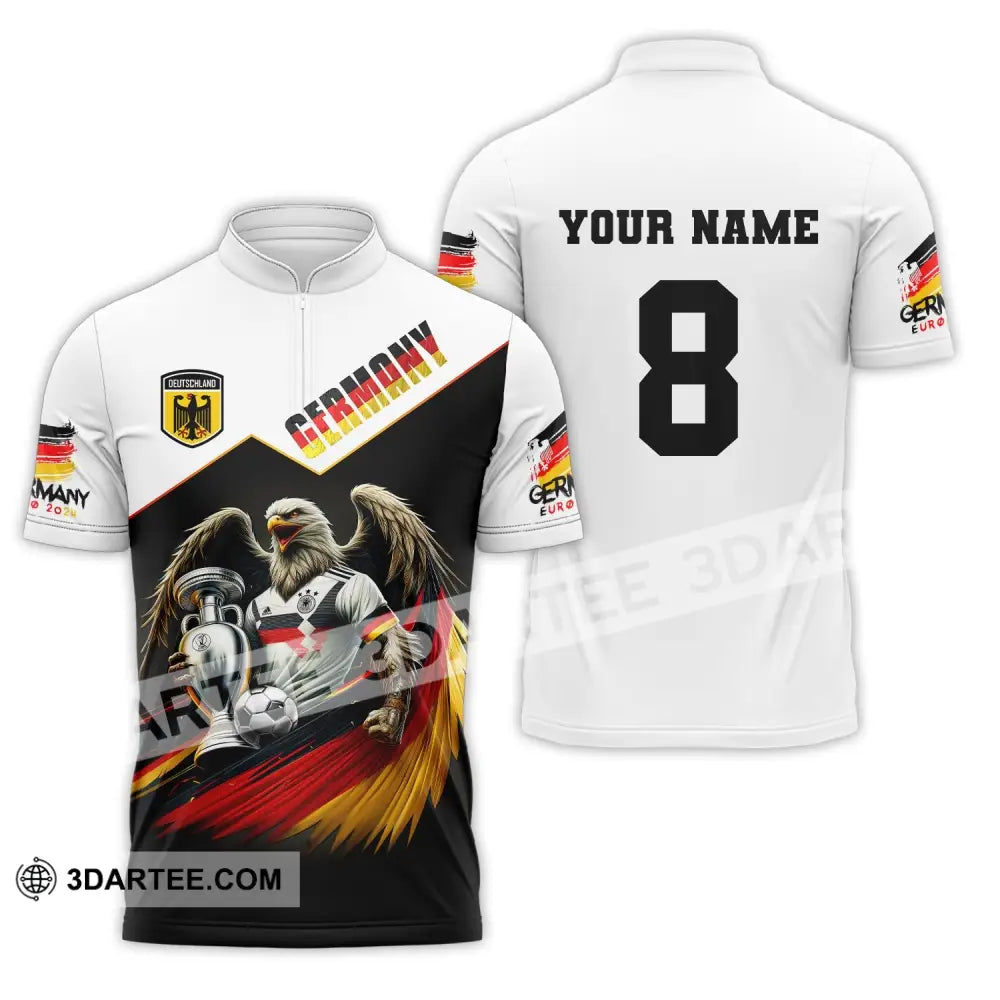 Unisex Shirt Custom Name And Number Germany Football Euro 2024 Long Sleeve Polo Zipper / S T-Shirt