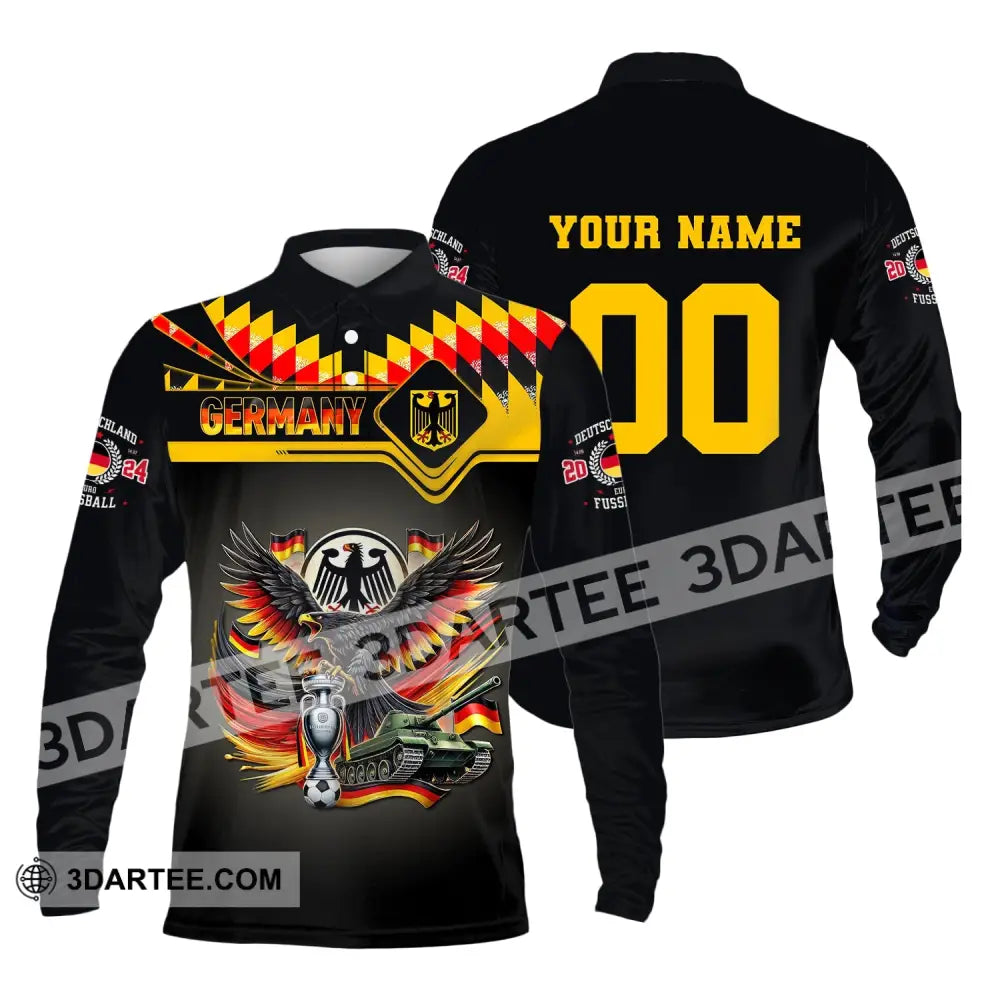 Unisex Shirt Custom Name And Number Germany Football Euro 2024 Polo Long Sleeve / S T-Shirt