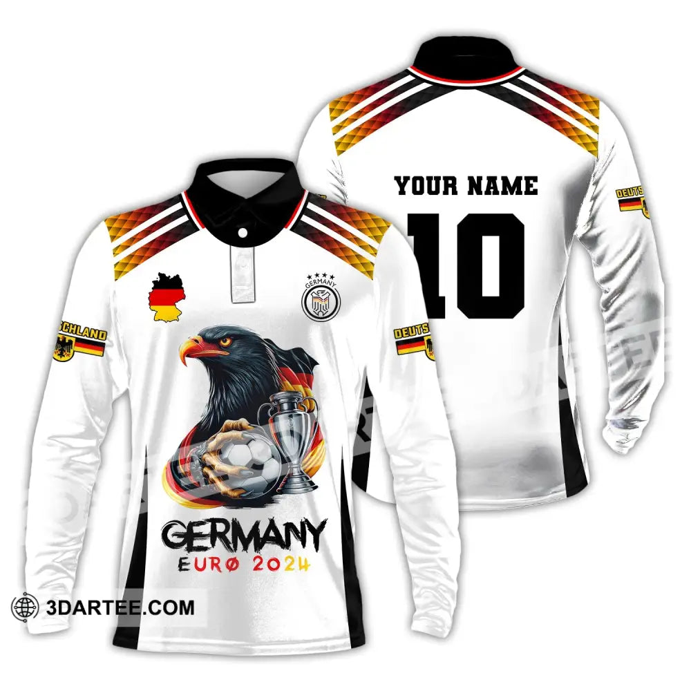 Unisex Shirt Custom Name And Number Germany Football Euro 2024 Polo Long Sleeve / S T-Shirt