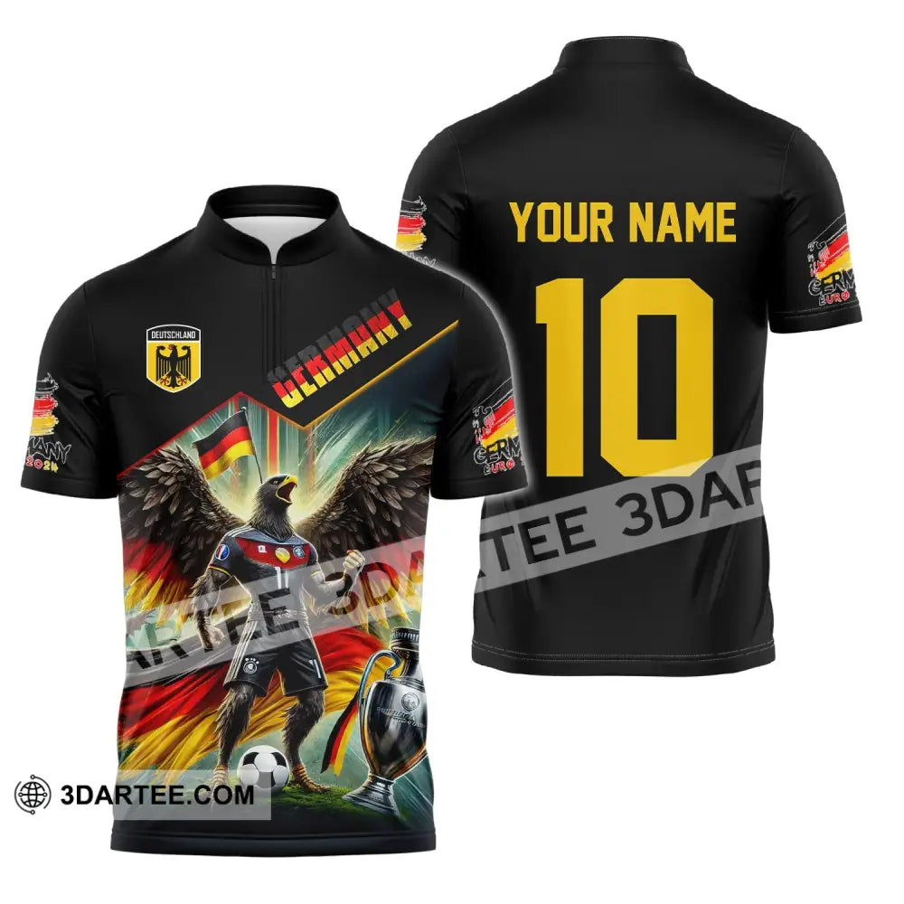 Unisex Shirt Custom Name And Number Germany Football Polo Long Sleeve Zipper / S T-Shirt