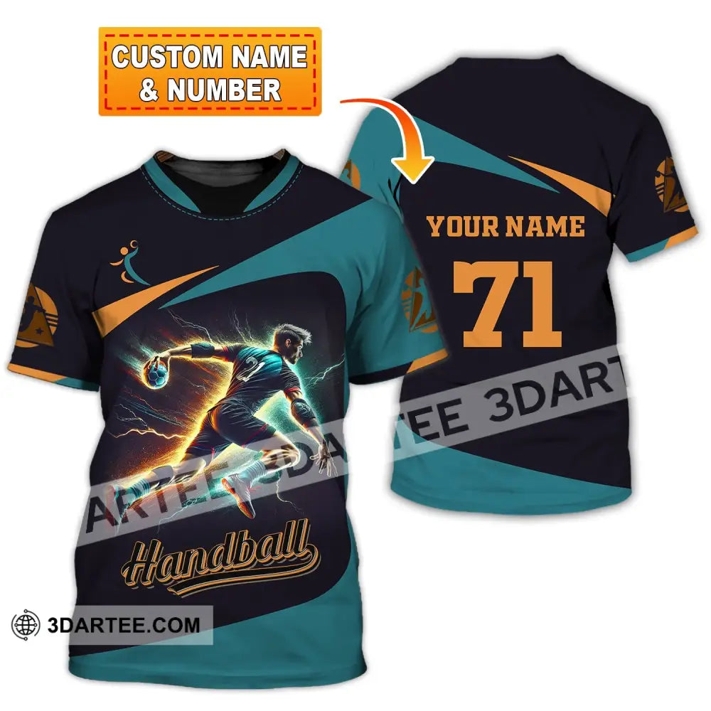 Unisex Shirt Custom Name And Number Handball Love T-Shirt T-Shirt