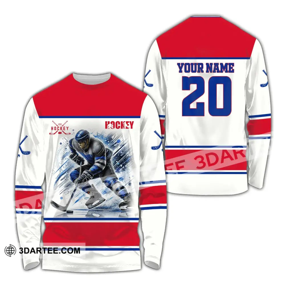 Unisex Shirt Custom Name And Number Ice Hockey T-Shirt For Club Gift Players Long Sleeve / S T-Shirt