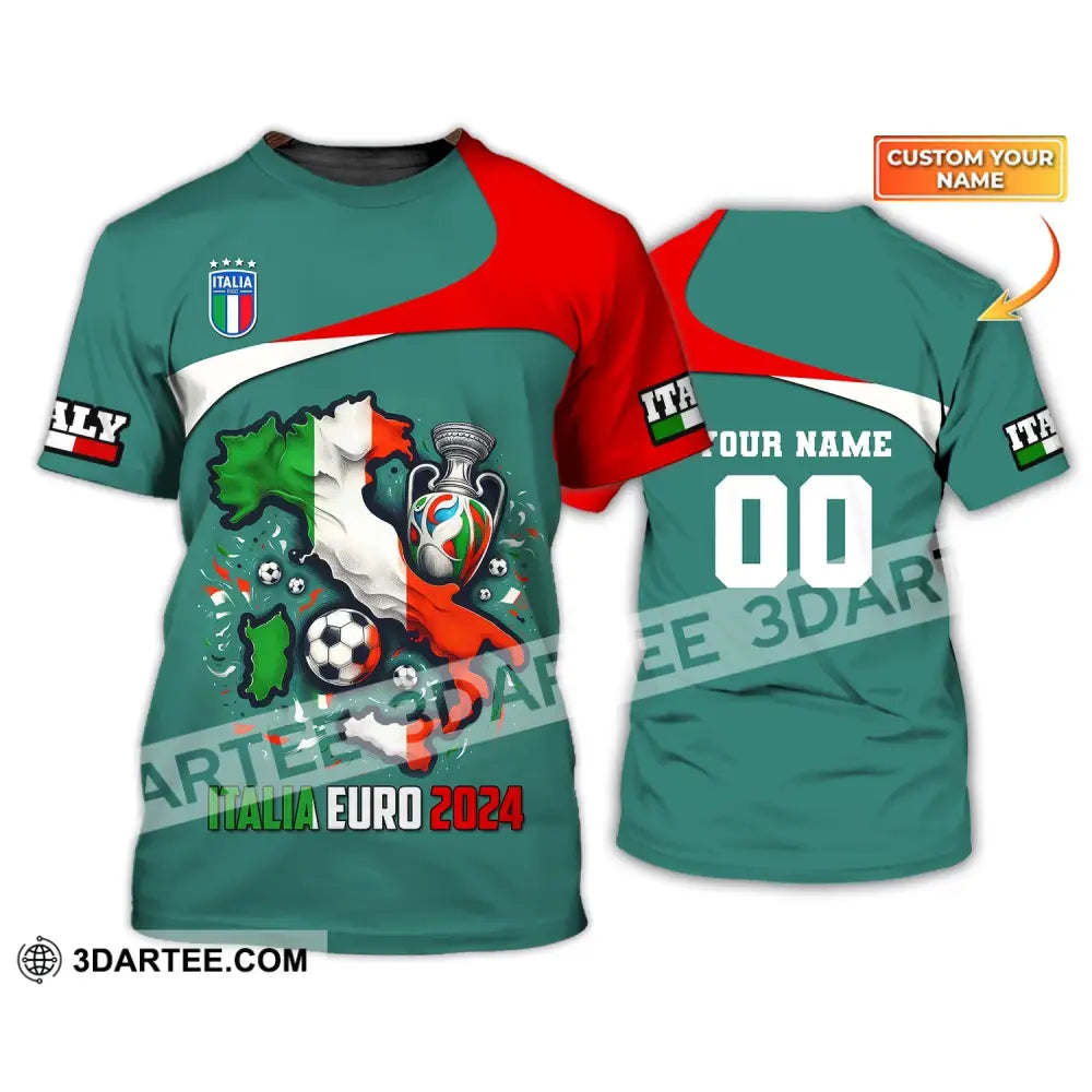 Unisex Shirt Custom Name And Number Italia Football Polo Long Sleeve Euro 2024 T-Shirt