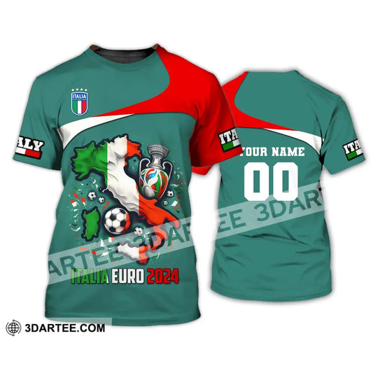 Unisex Shirt Custom Name And Number Italia Football Polo Long Sleeve Euro 2024 T-Shirt / S