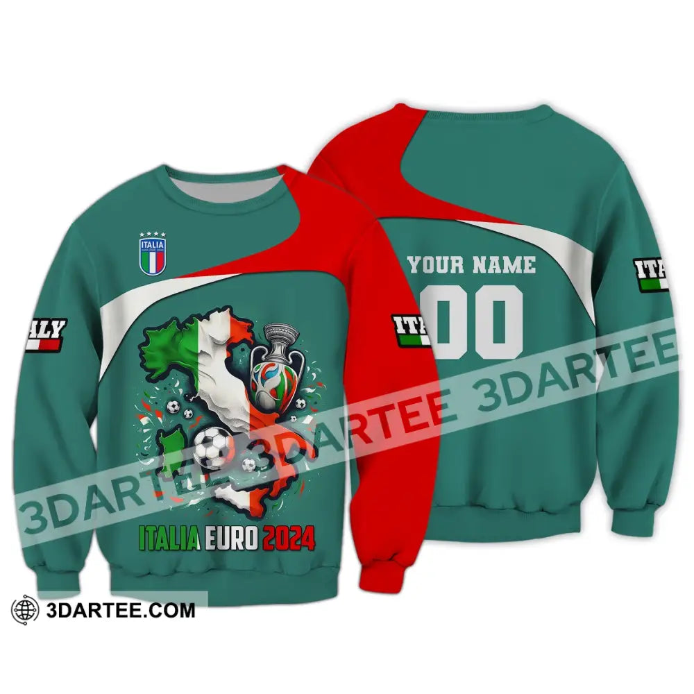 Unisex Shirt Custom Name And Number Italia Football Polo Long Sleeve Euro 2024 / S T-Shirt