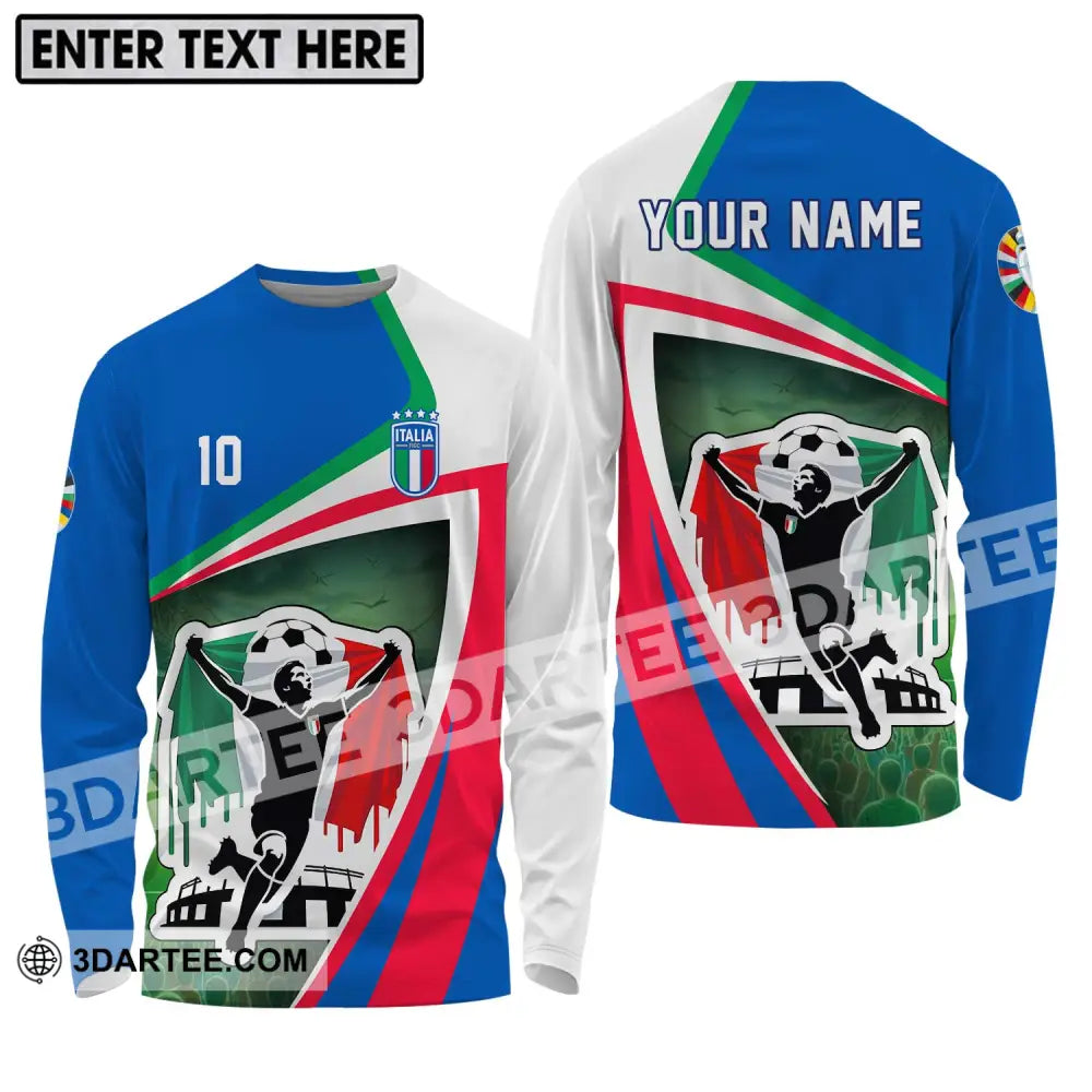 Unisex Shirt - Custom Name And Number Italy Euro 2024 National Team Long Sleeve / S T-Shirt