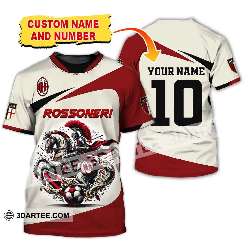 Unisex Shirt Custom Name And Number Italy Football Ac Milan Polo Long Sleeve Rossoneri T-Shirt