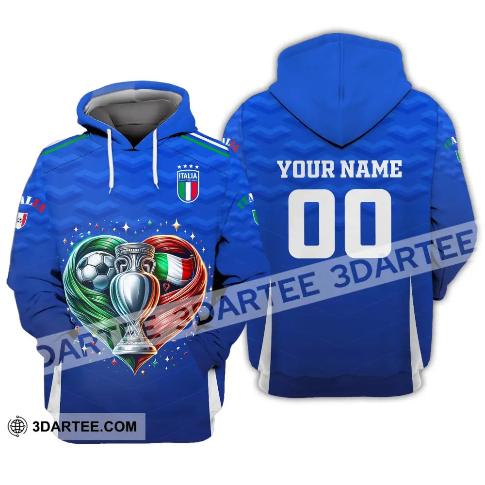 Unisex Shirt Custom Name And Number Italy Football Euro 2024 Polo Long Sleeve Hoodie / S T-Shirt