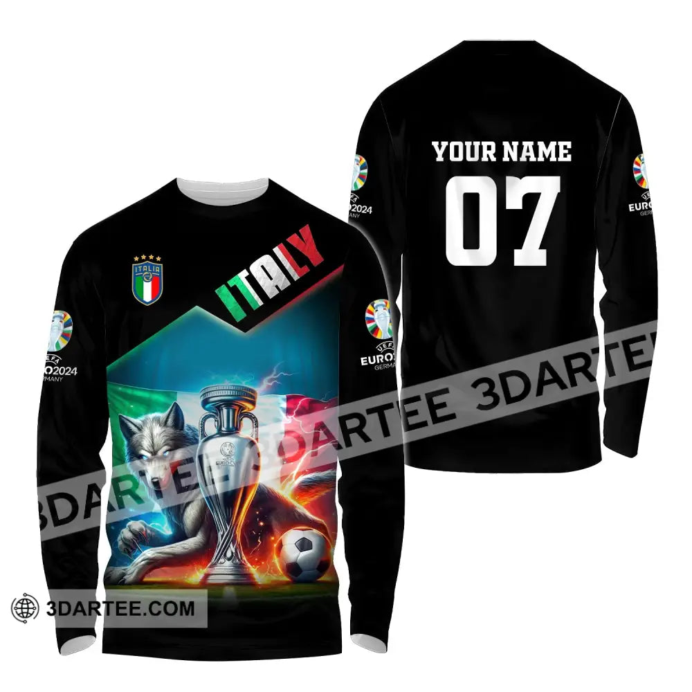 Unisex Shirt Custom Name And Number Italy Football Euro 2024 Polo Long Sleeve / S T-Shirt