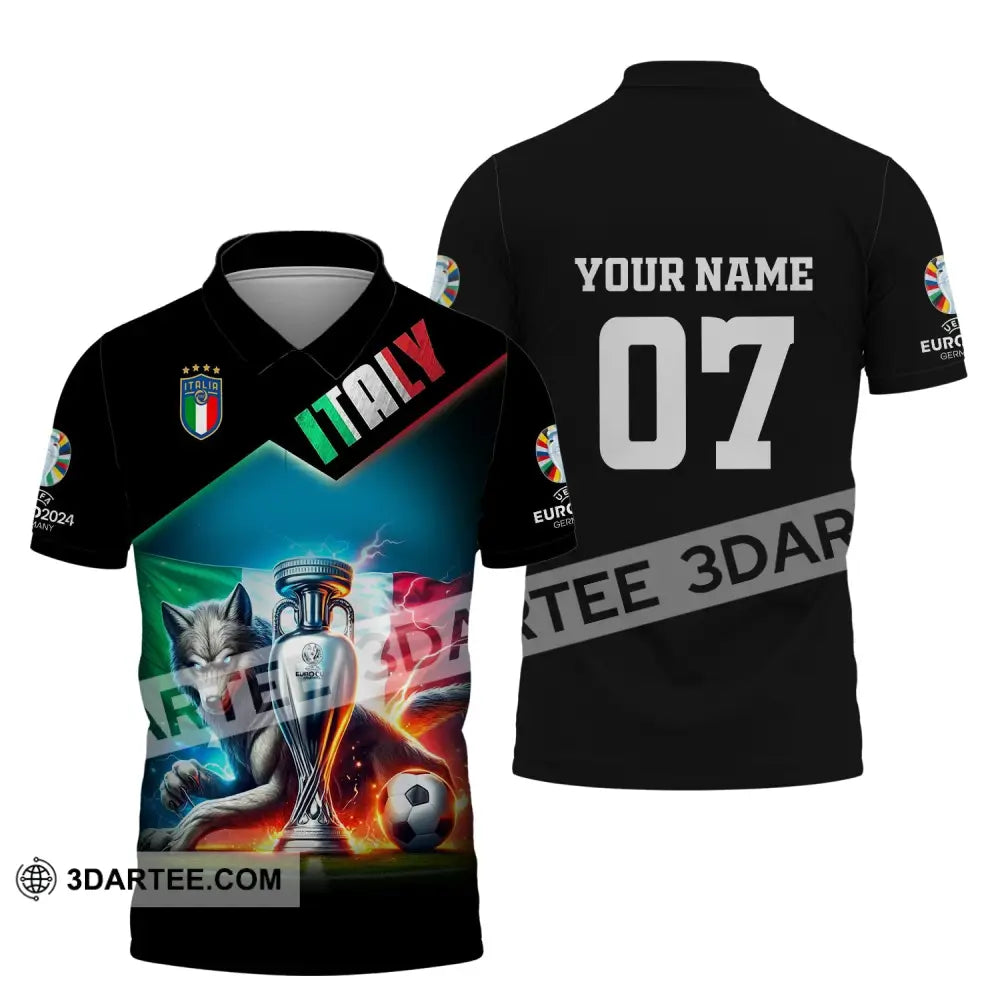 Unisex Shirt Custom Name And Number Italy Football Euro 2024 Polo Long Sleeve / S T-Shirt