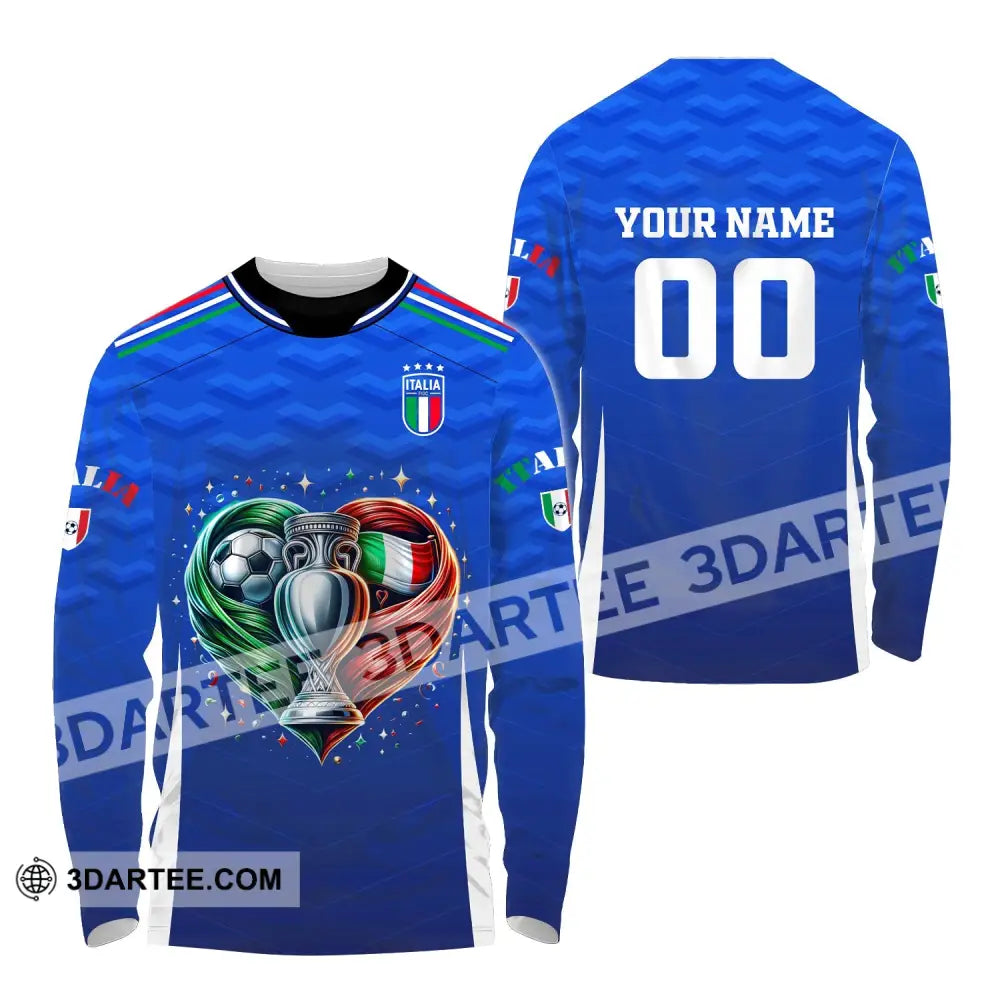 Unisex Shirt Custom Name And Number Italy Football Euro 2024 Polo Long Sleeve / S T-Shirt