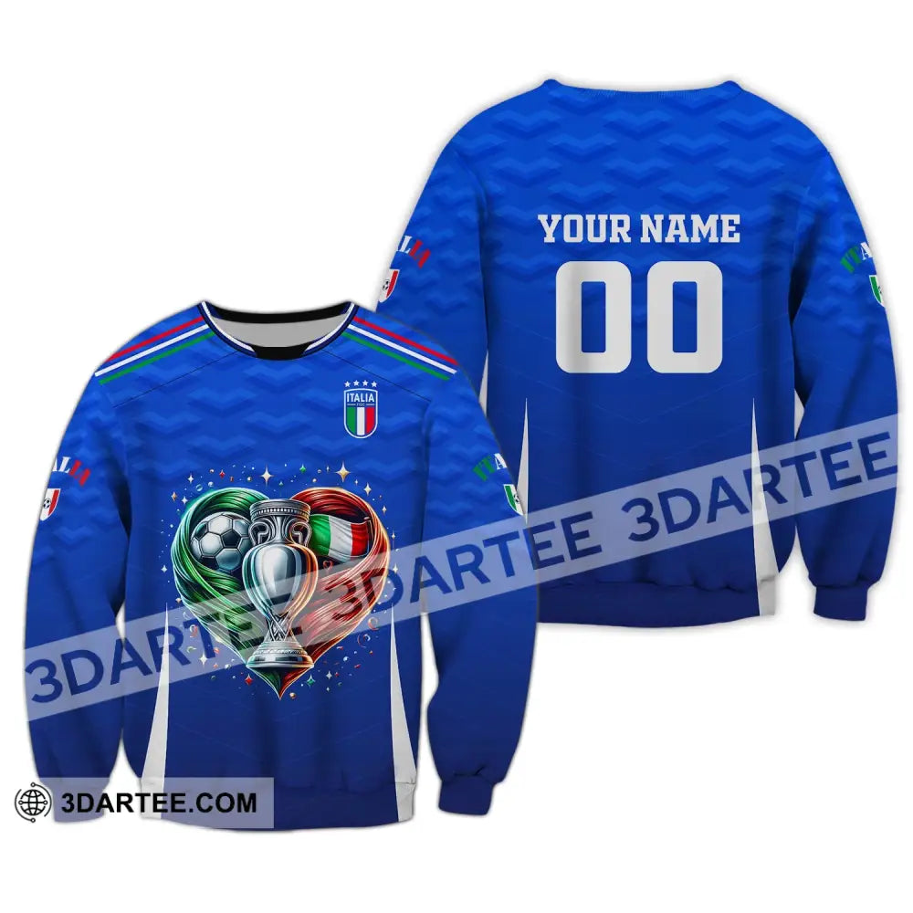 Unisex Shirt Custom Name And Number Italy Football Euro 2024 Polo Long Sleeve / S T-Shirt