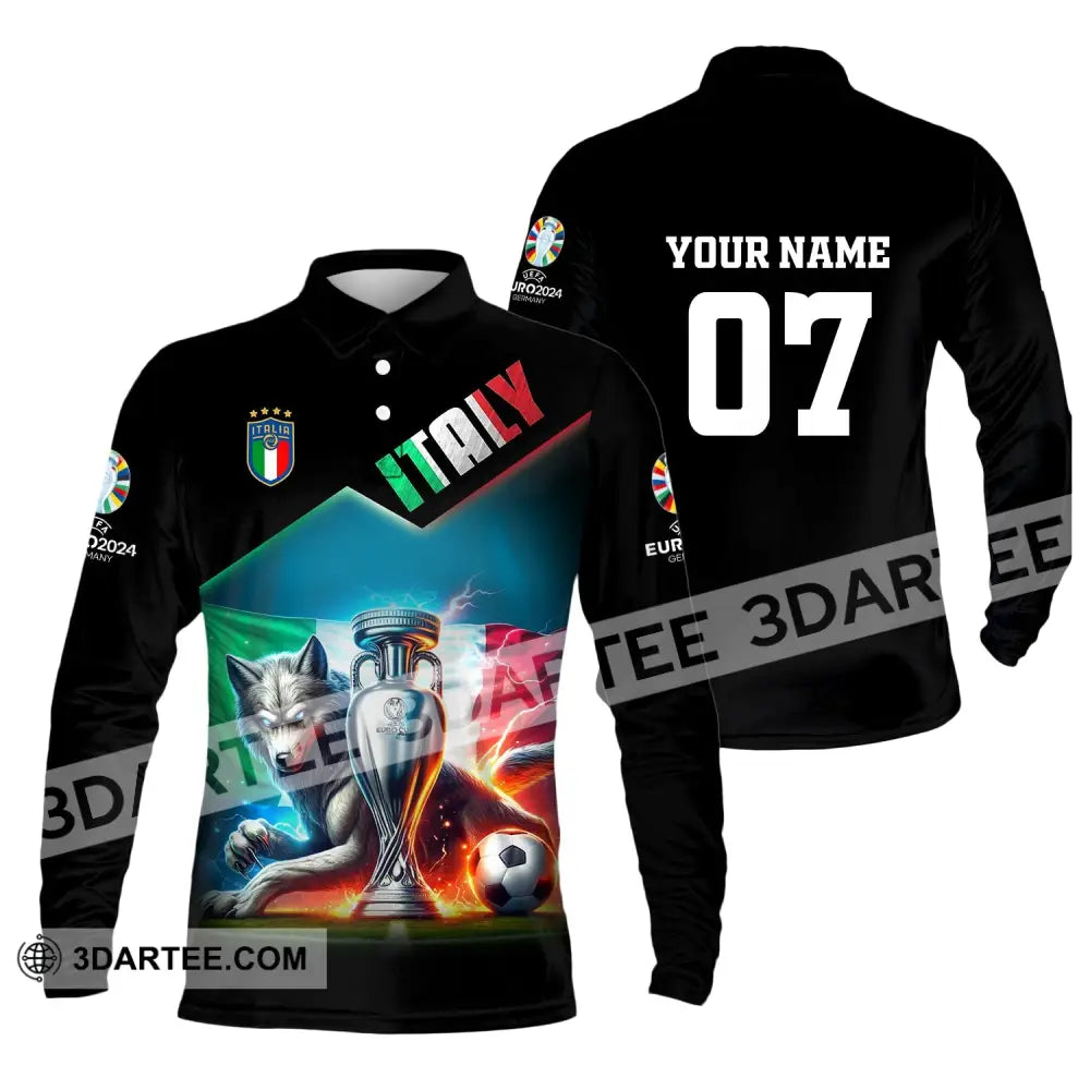 Unisex Shirt Custom Name And Number Italy Football Euro 2024 Polo Long Sleeve / S T-Shirt