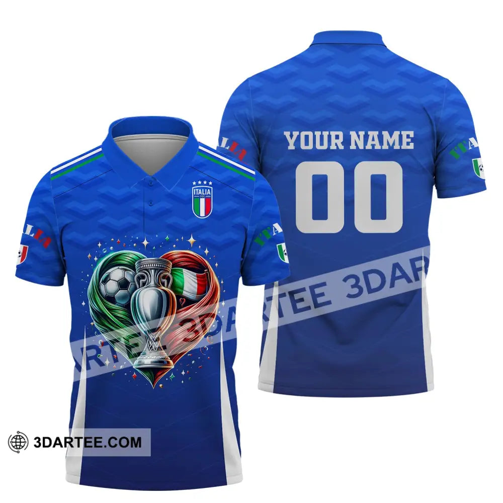 Unisex Shirt Custom Name And Number Italy Football Euro 2024 Polo Long Sleeve / S T-Shirt