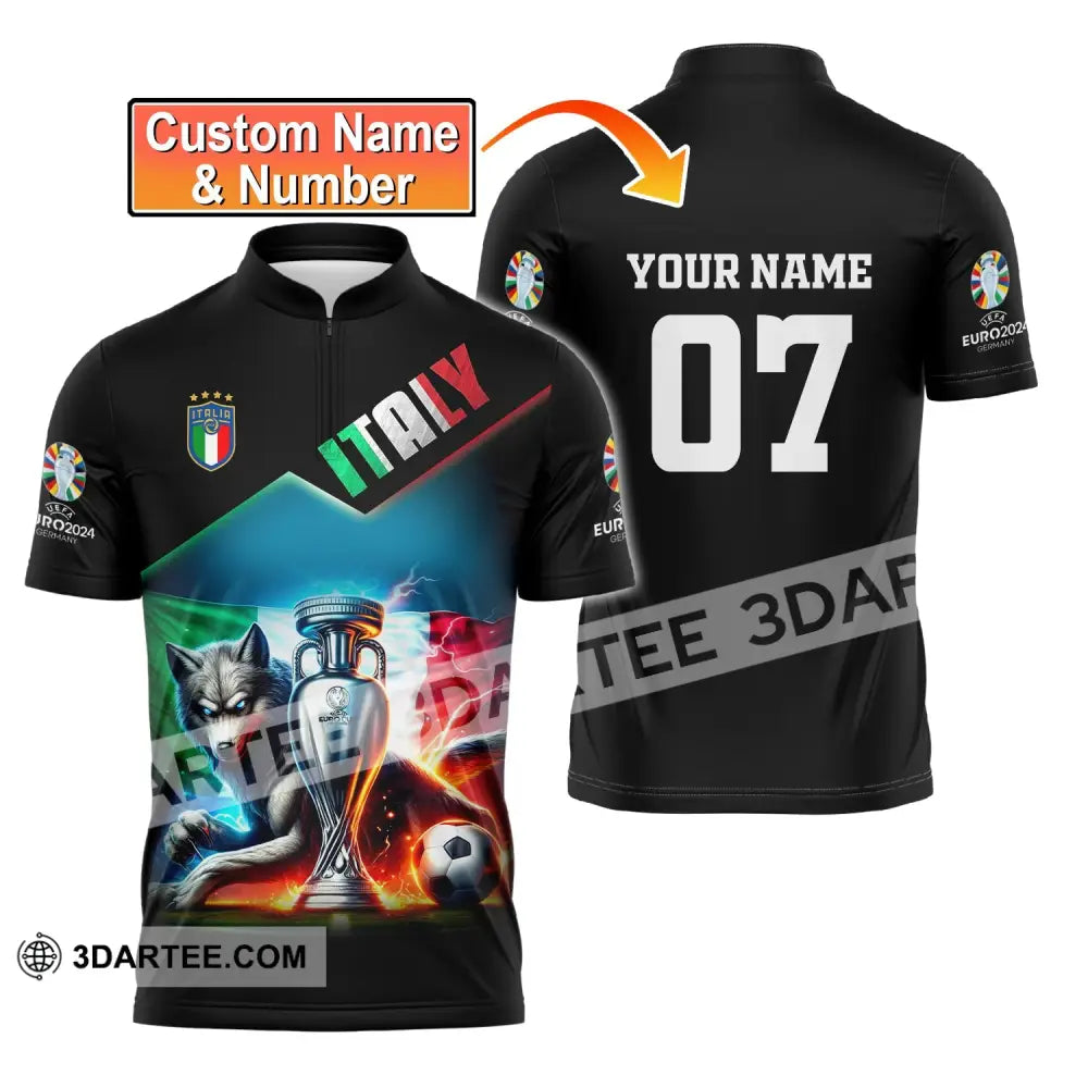 Unisex Shirt Custom Name And Number Italy Football Euro 2024 Polo Long Sleeve T-Shirt