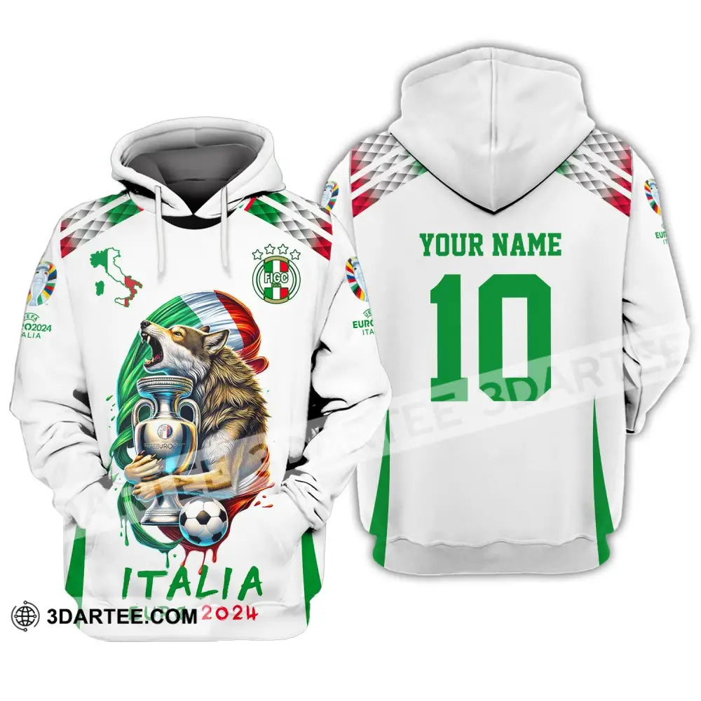 Unisex Shirt Custom Name And Number Italy Football Italia Euro 2024 Long Sleeve Polo Hoodie / S