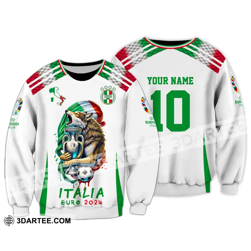 Unisex Shirt Custom Name And Number Italy Football Italia Euro 2024 Long Sleeve Polo / S T-Shirt