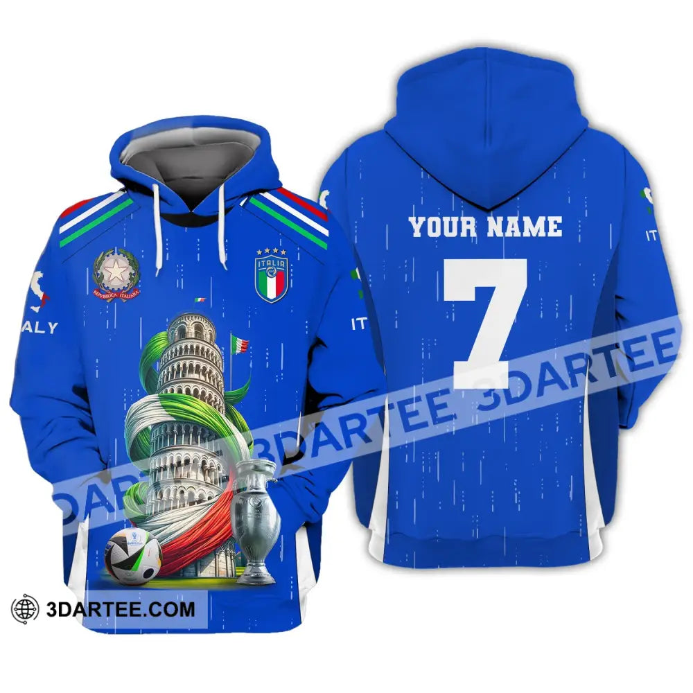 Unisex Shirt Custom Name And Number Italy Football Polo Long Sleeve Euro 2024 Hoodie / S T-Shirt