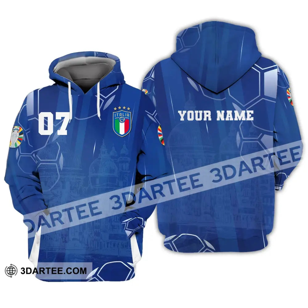 Unisex Shirt Custom Name And Number Italy Football Polo Long Sleeve Euro 2024 Hoodie / S T-Shirt