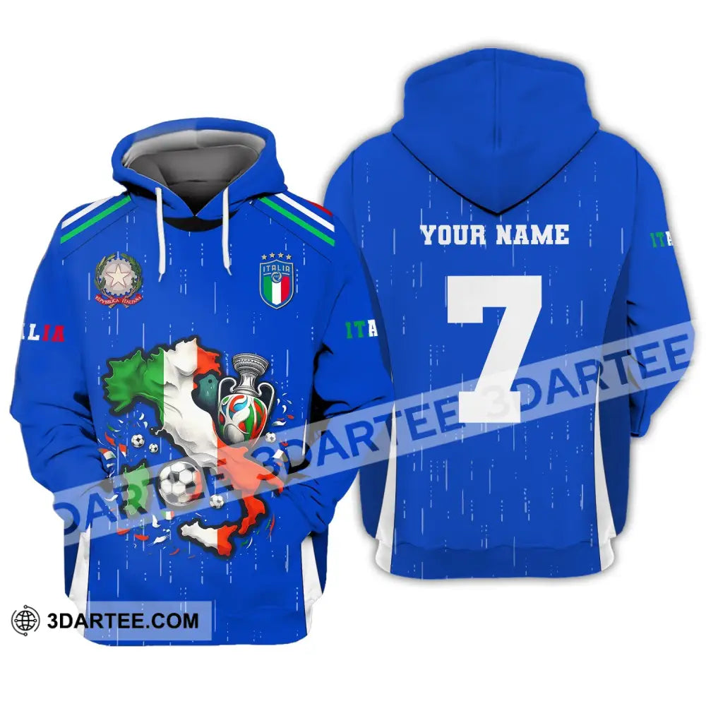 Unisex Shirt Custom Name And Number Italy Football Polo Long Sleeve Euro 2024 Hoodie / S T-Shirt