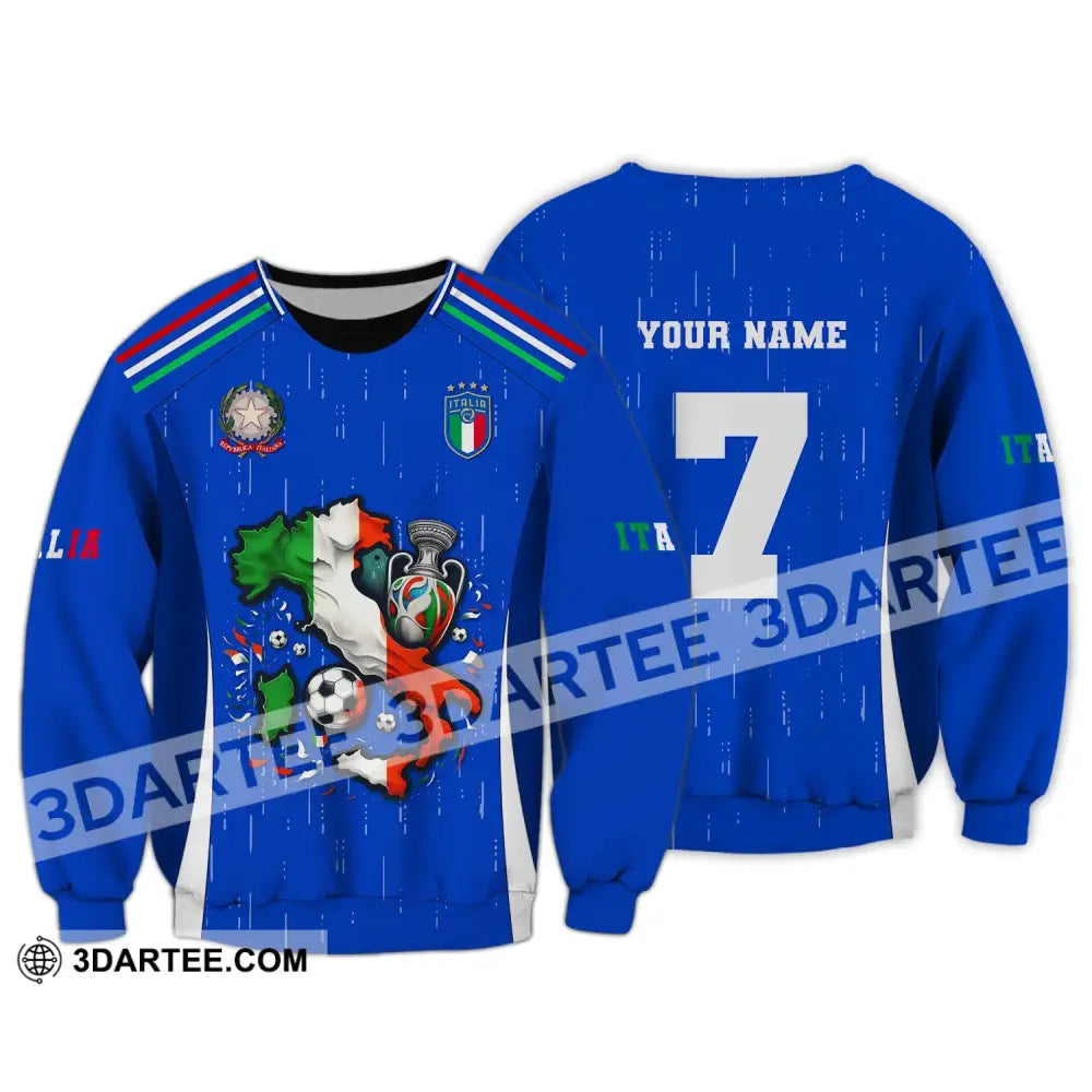 Unisex Shirt Custom Name And Number Italy Football Polo Long Sleeve Euro 2024 / S T-Shirt