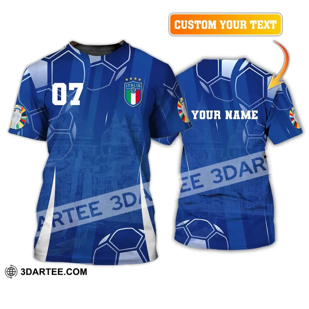 Unisex Shirt Custom Name And Number Italy Football Polo Long Sleeve Euro 2024 T-Shirt