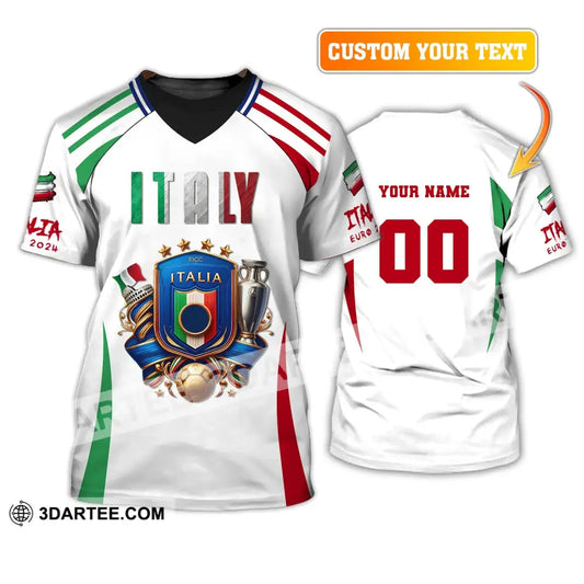 Unisex Shirt Custom Name And Number Italy Football Polo Long Sleeve Euro 2024 T-Shirt