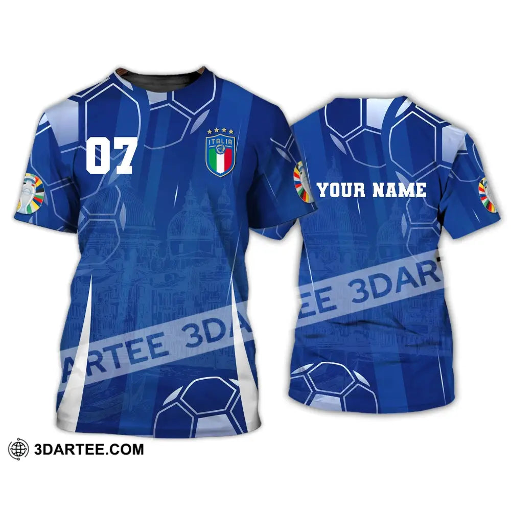 Unisex Shirt Custom Name And Number Italy Football Polo Long Sleeve Euro 2024 T-Shirt / S