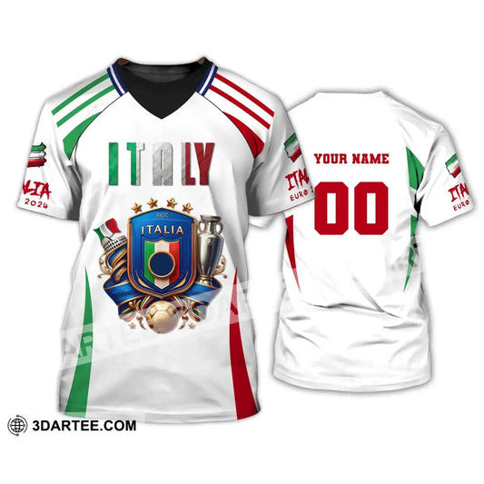 Unisex Shirt Custom Name And Number Italy Football Polo Long Sleeve Euro 2024 T-Shirt / S