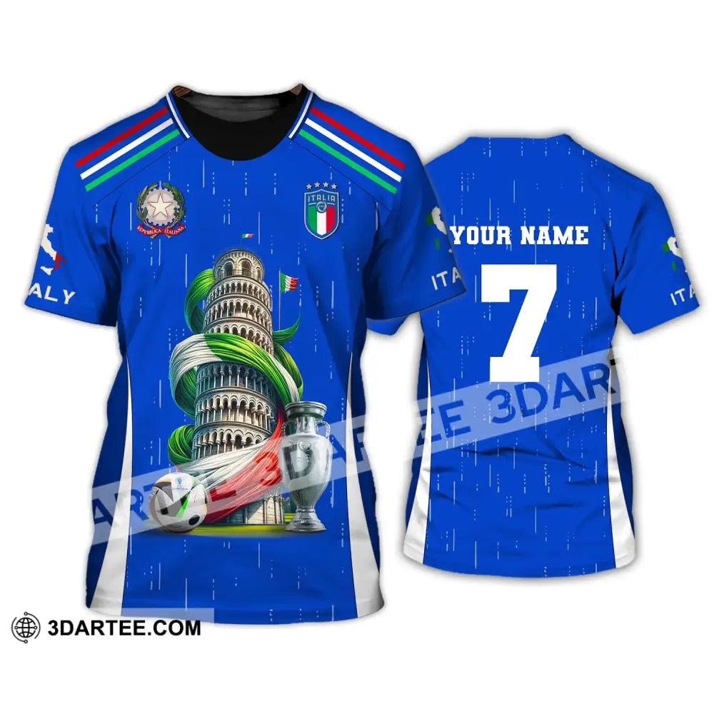 Unisex Shirt Custom Name And Number Italy Football Polo Long Sleeve Euro 2024 T-Shirt / S