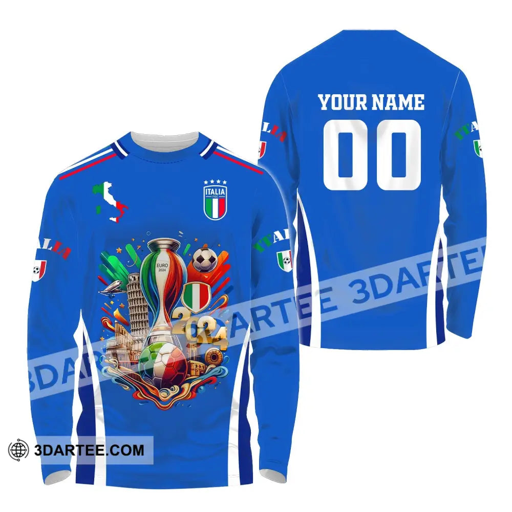 Unisex Shirt Custom Name And Number Italy Football Polo Long Sleeve / S T-Shirt