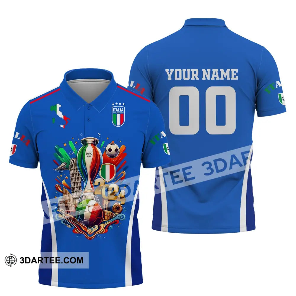 Unisex Shirt Custom Name And Number Italy Football Polo Long Sleeve / S T-Shirt