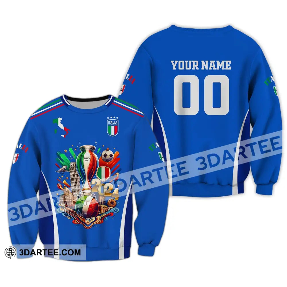 Unisex Shirt Custom Name And Number Italy Football Polo Long Sleeve / S T-Shirt