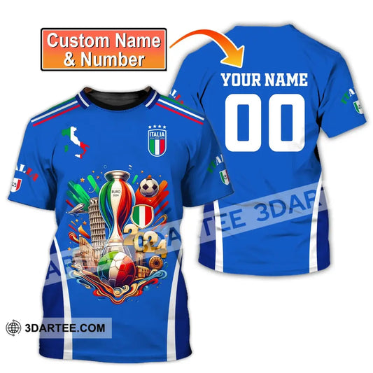 Unisex Shirt Custom Name And Number Italy Football Polo Long Sleeve T-Shirt