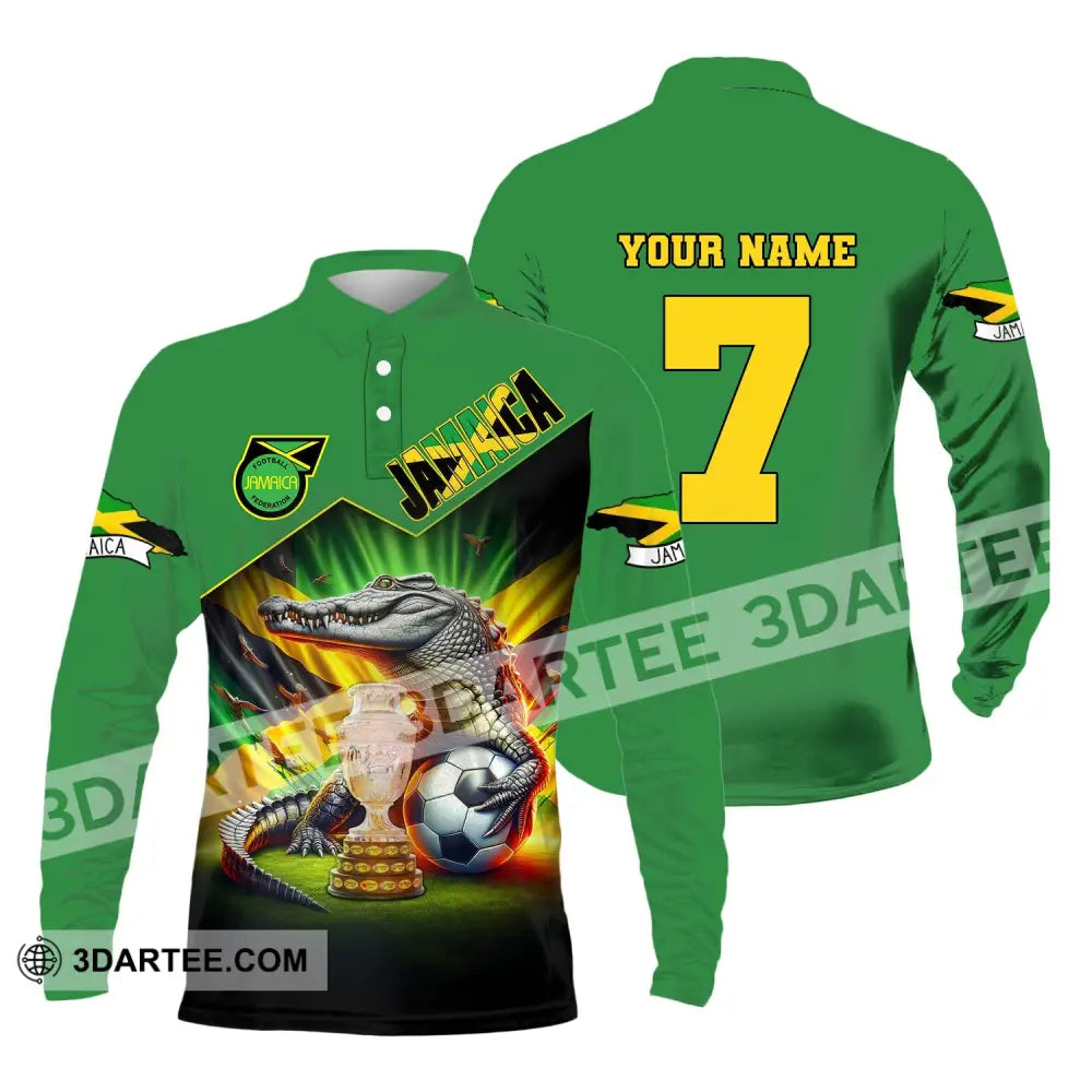 Unisex Shirt Custom Name And Number Jamaica Football Euro 2024 Polo Long Sleeve / S T-Shirt