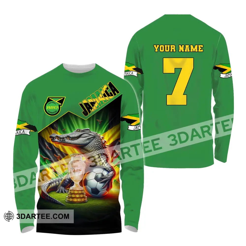 Unisex Shirt Custom Name And Number Jamaica Football Euro 2024 Polo Long Sleeve / S T-Shirt