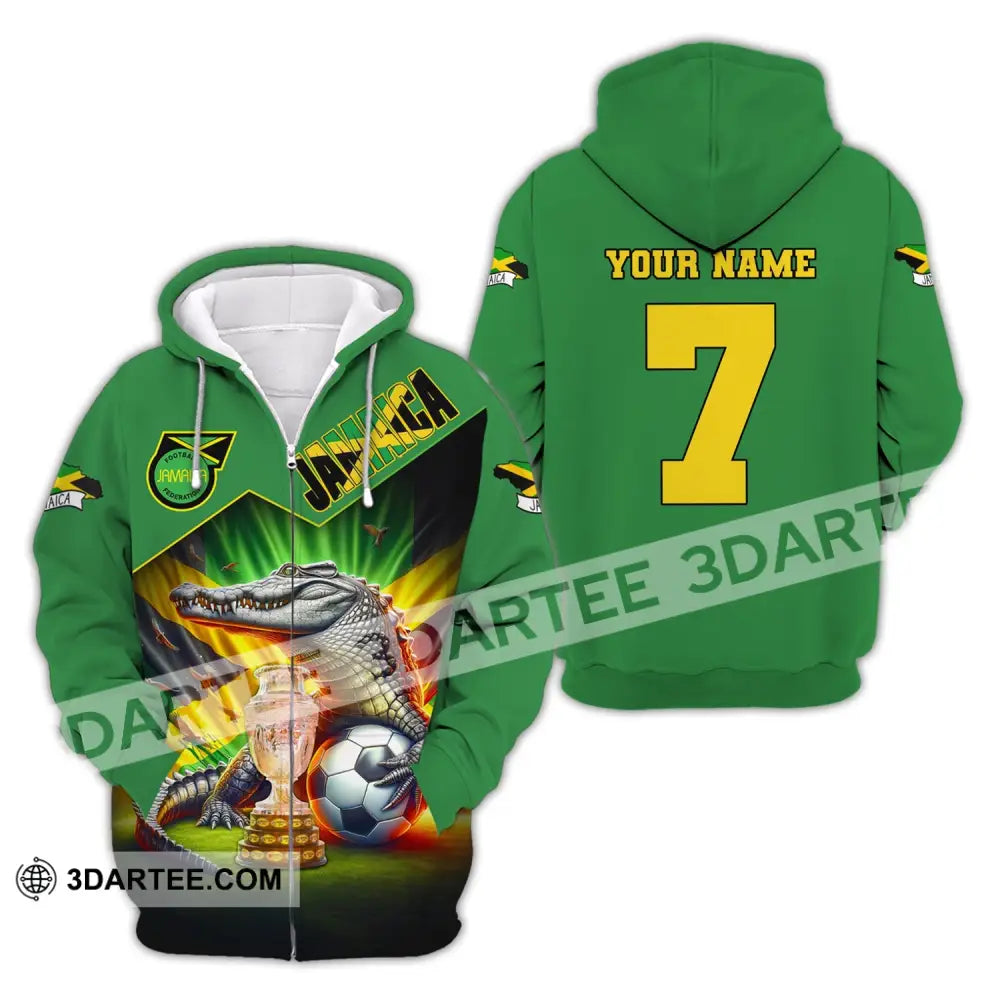 Unisex Shirt Custom Name And Number Jamaica Football Euro 2024 Polo Long Sleeve Zipper Hoodie / S