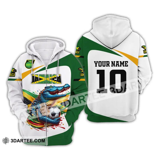 Unisex Shirt Custom Name And Number Jamaica Football Polo Euro 2024 Hoodie Long Sleeve Zipper / S