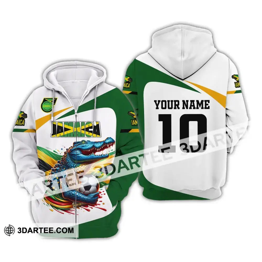 Unisex Shirt Custom Name And Number Jamaica Football Polo Euro 2024 Hoodie Long Sleeve Zipper / S