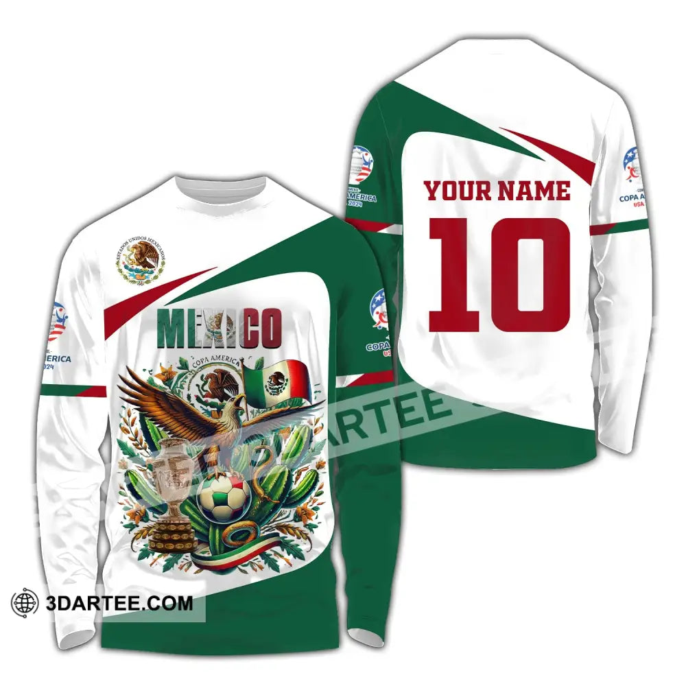 Unisex Shirt Custom Name And Number Mexico Football Polo Long Sleeve / S T-Shirt